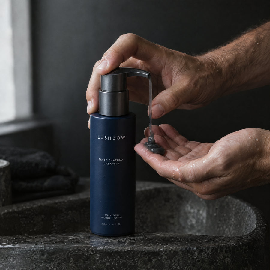 Slate Charcoal Cleanser in use