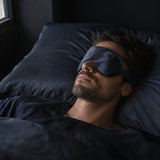 Blackout Silk Sleep Mask in use