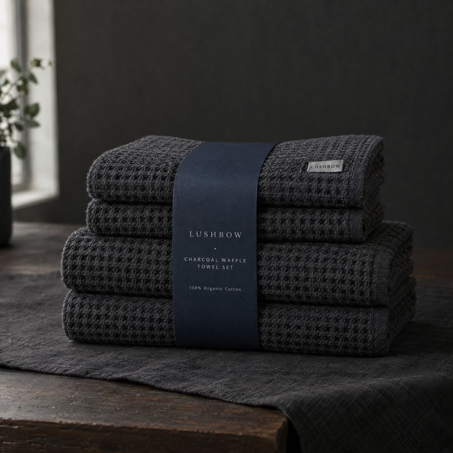 Charcoal Waffle Towel Set front